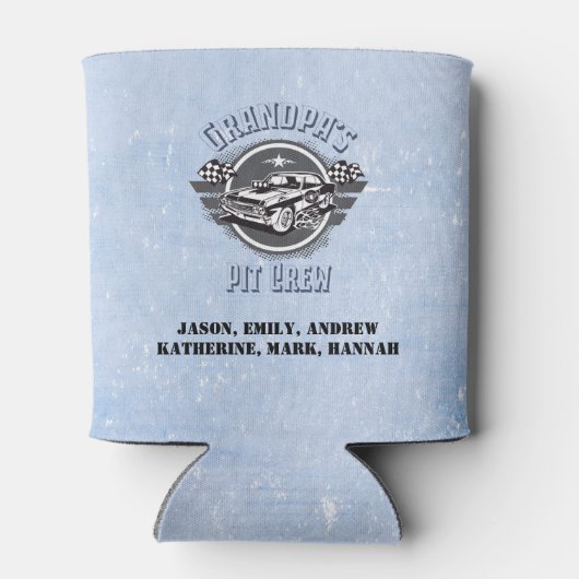 Modern Retro Grandpa's Pit Crew Racing Car Blikjeskoeler (Achterkant)