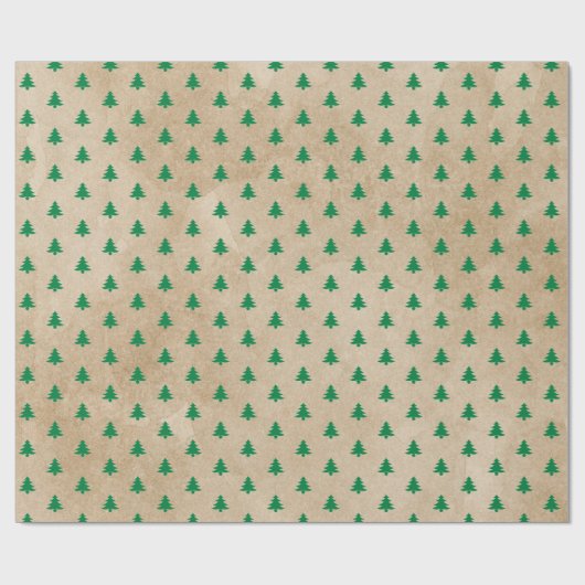 Modern Retro Green Kerstbomen Pattern Cadeaupapier (Vlak)