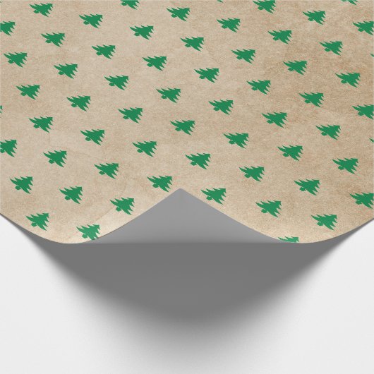 Modern Retro Green Kerstbomen Pattern Cadeaupapier (Hoek)