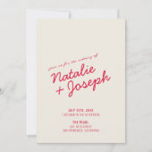 Modern retro grillig script alles in één bruiloft kaart (Voorkant)