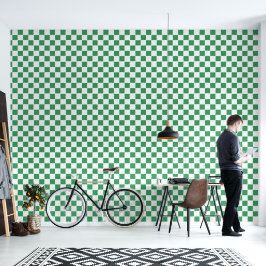 Modern Retro groen en wit geruit patroon Behang