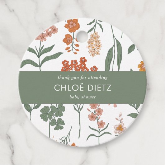 Modern Retro Groovy Baby shower Hartelijk dank Bedankjes Labels (Voorkant)