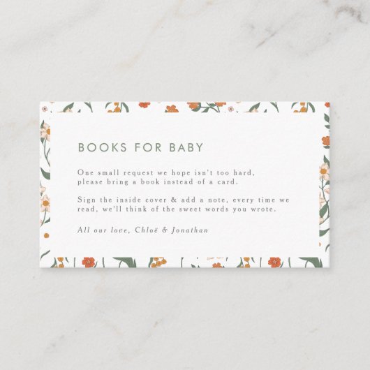Modern Retro Groovy Books voor Baby Floral Informatiekaartje (Voorkant)