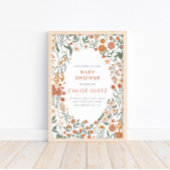 Modern Retro Groovy Burnt Oranje Baby shower Poster