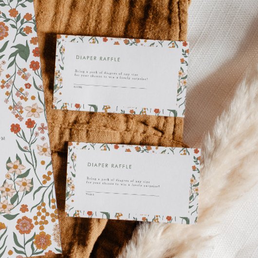 Modern Retro Groovy Diaper Raffle Informatiekaartje