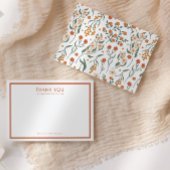 Modern Retro Groovy Floral Baby shower Bedankkaart