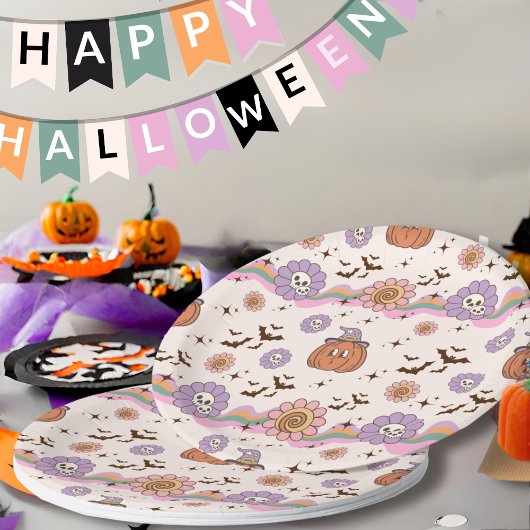 Modern Retro Groovy Fun Halloween Papier Bord