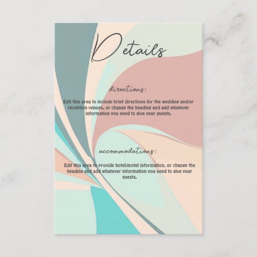 Modern Retro Groovy Peach Blauwgroen & Aqua - Gege Informatiekaartje (Voorkant)