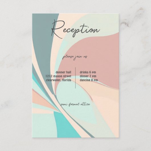 Modern Retro Groovy Peach Blauwgroen & Aqua Recept Informatiekaartje (Voorkant)