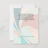 Modern Retro Groovy Peach Blauwgroen & Aqua Weddin Bedankkaart (Achterkant)