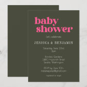 Modern Retro Groovy Pink en Green Baby shower Kaart (Voorkant / Achterkant)