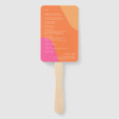 Modern retro groovy roze sinaasappel bruiloft prog handwaaier (Achterkant)