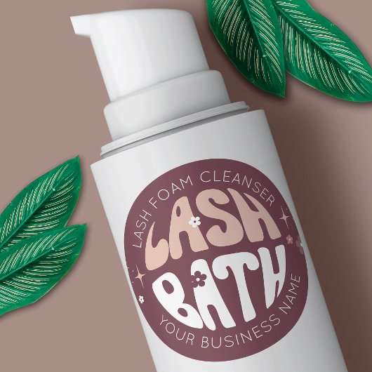 Modern Retro Groovy Wimper Cleanser Lash Bath Ronde Sticker