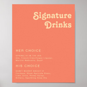 Modern Retro   Handtekening koraal Drink Poster