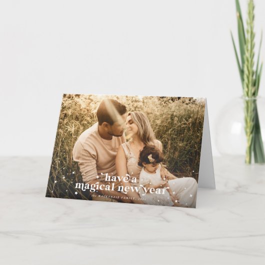 Modern Retro heeft een magische nieuwjaarsfoto Kaart (Voorkant)