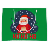 Modern retro Ho Ho Ho Kantaardige kerstgroen Groot Cadeauzakje (Voorkant)