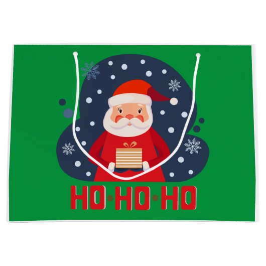 Modern retro Ho Ho Ho Kantaardige kerstgroen Groot Cadeauzakje (Voorkant)