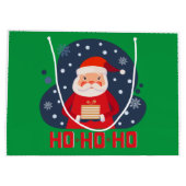 Modern retro Ho Ho Ho Kantaardige kerstgroen Groot Cadeauzakje (Achterkant)