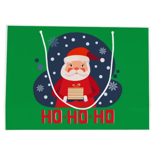 Modern retro Ho Ho Ho Kantaardige kerstgroen Groot Cadeauzakje (Achterkant)