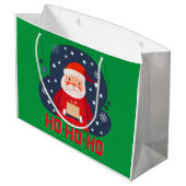 Modern retro Ho Ho Ho Kantaardige kerstgroen Groot Cadeauzakje (Achterkant Gekanteld)