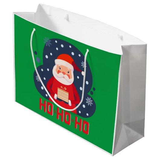 Modern retro Ho Ho Ho Kantaardige kerstgroen Groot Cadeauzakje (Achterkant Gekanteld)