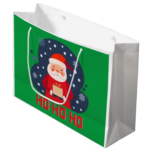 Modern retro Ho Ho Ho Kantaardige kerstgroen Groot Cadeauzakje (Voorkant Gekanteld)