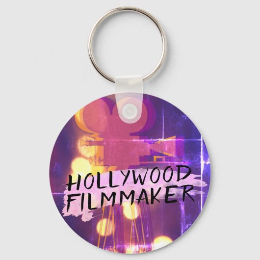 Modern Retro Hollywood Filmmaker in het Roze Sleutelhanger (Voorkant)
