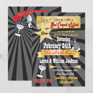 Modern retro Hollywood Red Carpet Party Invitation Kaart
