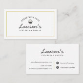 Modern Retro Home Bakery Logo Cupcakes Sweets Cafe Visitekaartje (Voorkant / Achterkant)