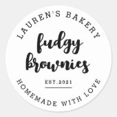 Modern Retro Home Bakery Logo Homemade Brownies Ronde Sticker (Voorkant)