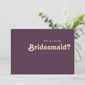 Modern Retro | Kaart Paars Bridesmaid-voorstel (Staand voorkant)
