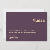 Modern Retro | Kaart Paars Bridesmaid-voorstel (Achterkant)
