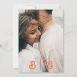 Modern Retro | Koraal Casual Foto Monogram Kaart
