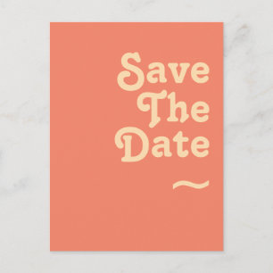 Modern Retro Koraal Save The Date Uitnodiging Briefkaart