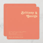 Modern Retro | Koraal vierkant Ronde Ronde Randen  Kaart (Voorkant / Achterkant)