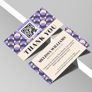 Modern Retro Lavender Geometric Thank You Card Informatiekaartje