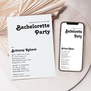 Modern Retro Lettering Bachelorette Party Kaart