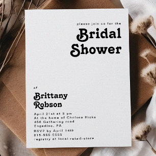 Modern Retro Lettering Bridal Shower Kaart