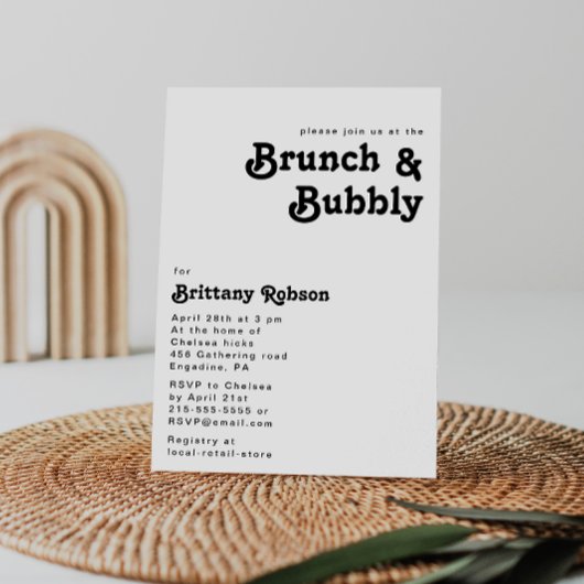 Modern Retro Lettering Brunch en Bubble Kaart