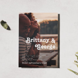 Modern Retro Lettering Casual Faded Fotobruiloft Kaart