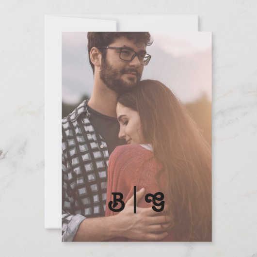 Modern Retro Lettering Casual fotoMonogram Kaart (Achterkant)