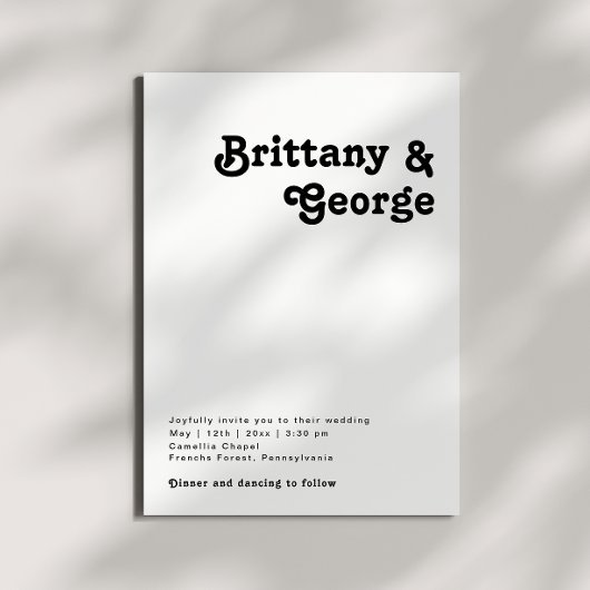 Modern Retro Lettering Casual huwelijksuitnodiging Kaart