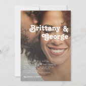 Modern Retro Lettering Faded Fotobruiloft Kaart (Voorkant)