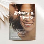 Modern Retro Lettering Faded Fotobruiloft Kaart