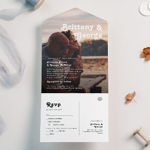 Modern Retro Lettering Faded Fotozegel en verzend All In One Uitnodiging