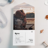 Modern Retro Lettering Faded Fotozegel en verzend All In One Uitnodiging