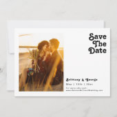 Modern Retro Lettering foto horizontaal Save The Date (Voorkant)