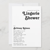 Modern Retro Lettering Lingerie Shower Kaart (Voorkant)