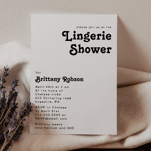 Modern Retro Lettering Lingerie Shower Kaart