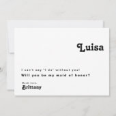 Modern Retro Lettering Maid of Honor proposal card Kaart (Achterkant)